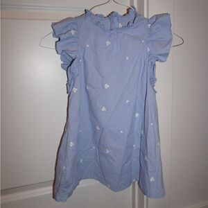 Janie and Jack Blue Ruffled Dress with Floral Embroidery